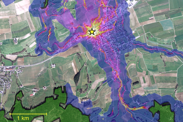 Flugkorridore Grosses Mausohr (Grafik: WSL)