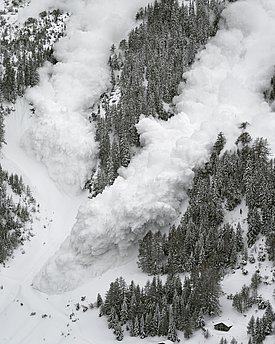 Grosse Lawine im Versuchsgelände des SLF im Vallée de la Sionne (Gemeinde Arbaz) am 08.03.2017. Foto: Yann Gross. 
