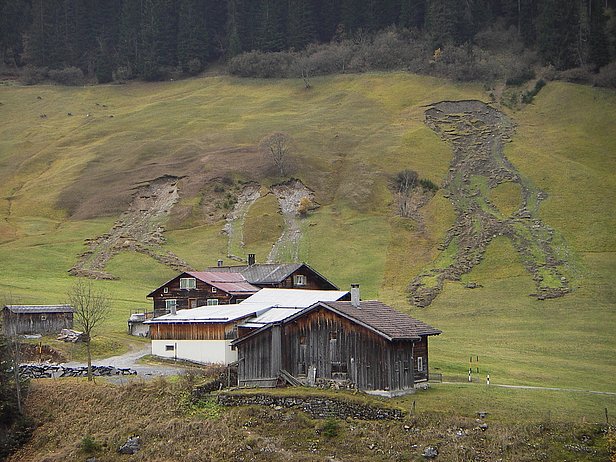 Landslides following storms in 2005 in St. Antönien (the Grisons).