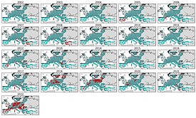 Verbraunungsereignisse in Europa von 2002 bis 2022. (Grafik: Mauro Hermann / ETH Zürich)