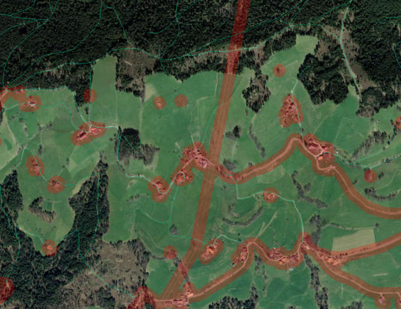 Die Karte zeigt die Definition naturnaher Freiräume im Bericht (Grafik: Gero Nischik, WSL)
