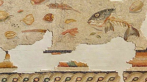 Asarotos Oikos Mosaik von Aquileia mit Kastanie