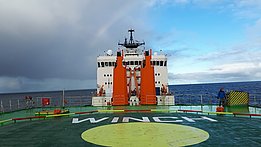  Die Akademik Tryoshnikov befindet sich auf dem Rückweg nach Murmansk. Wie während der ganzen Expedition zeigt sich das Wetter abwechslungsreich. Foto: Joël Rüthi.