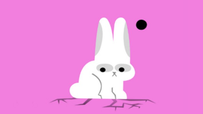 Ein Cartoon-Hase, der die Webapp Extremes symbolisiert, sitzt vor einem rosa Hintergrund.