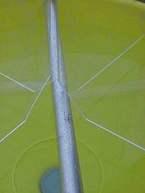 Technische Lösung der Achsdurchstossung durch die Plexiglasscheiben, um einen Bruch der Scheiben zu verhindern.